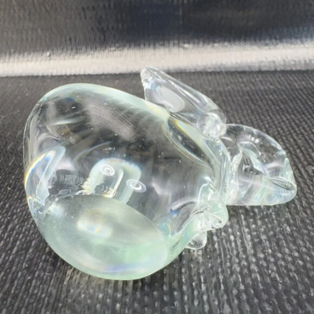 1980s Clear‎ Bunny Rabbit Small Glass Figurine Decorative Vintage Figure Decor